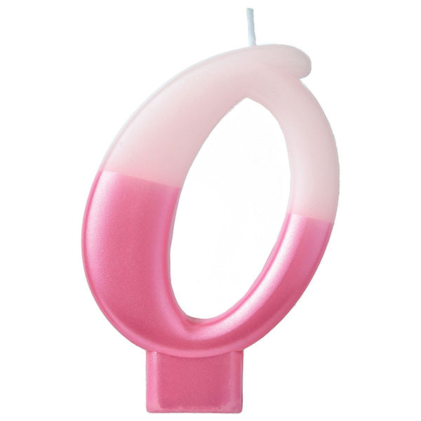 Numeral #0 Metallic Candle - Pink