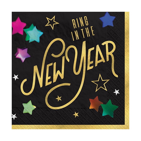 New Year Starlight Beverage Napkins 16ct
