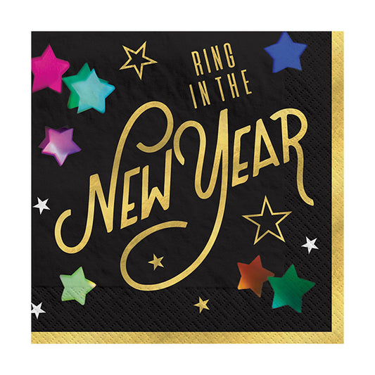 New Year Starlight Beverage Napkins 16ct