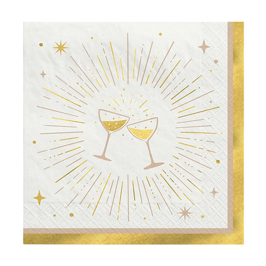 Golden Soiree New Year Beverage Napkins 16ct