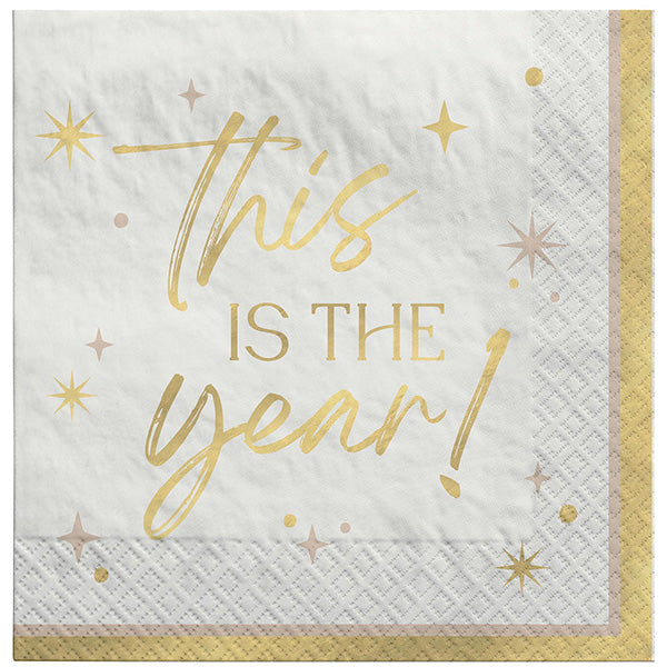 Golden Soiree New Year Luncheon Napkins 16ct