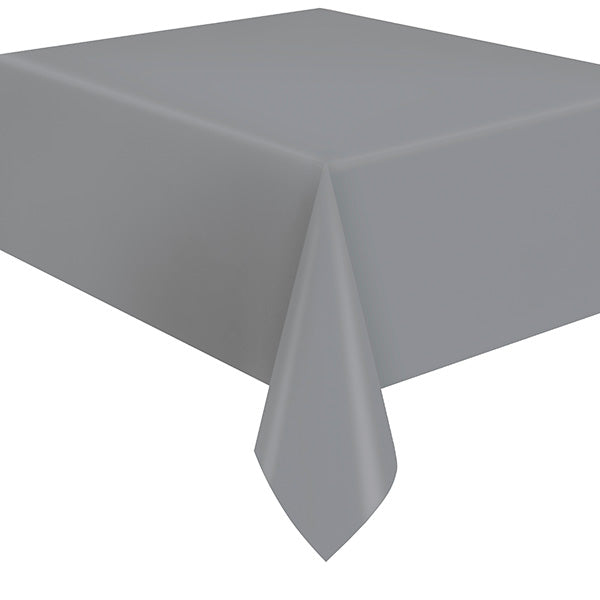 Flannel Backed Table Cover 54in x 108in - Silver