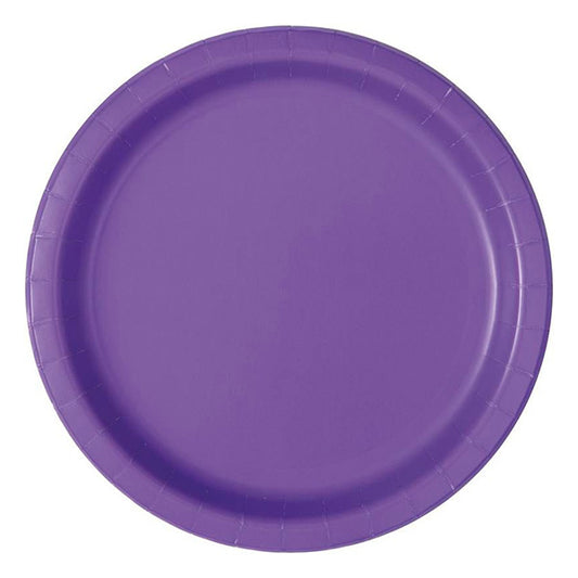 Purple Big Party Pack 9in Round Dinner Paper Plates 50ct