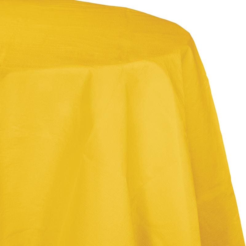 Yellow 82in Paper Round Table Cover Poly Back