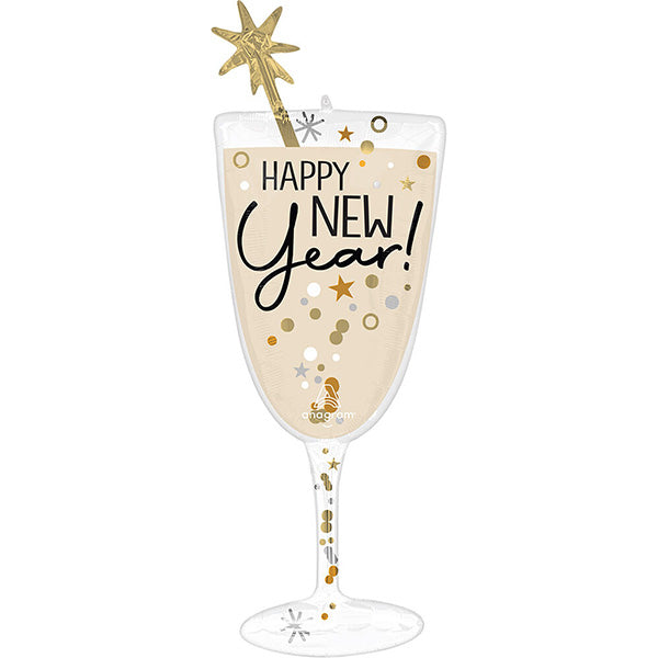 Bubbly New Year Champagne Glass 40in Metallic Balloon