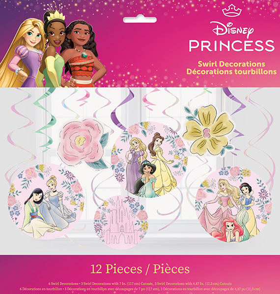 Disney Princess Assorted Hanging Swirl Decorations 12ct