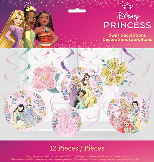 Disney Princess Assorted Hanging Swirl Decorations 12ct