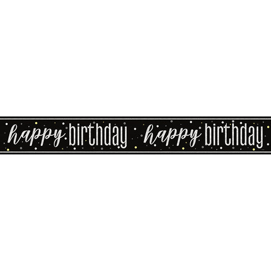 Birthday Glitz Black and Grey Happy Birthday Banner 9ft