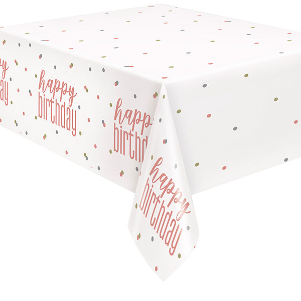 Birthday Glitz Rose Gold 54 x 84in Plastic Table Cover