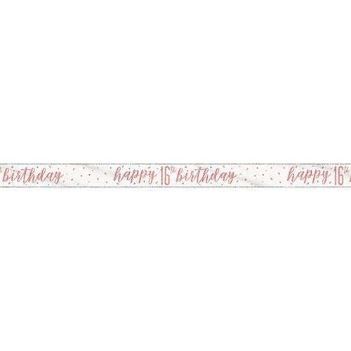 Birthday Glitz Rose Gold 16th Birthday Foil Banner 9ft