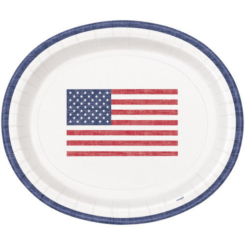 Classic Americana 10 x 12in Oval Paper Plates  8ct