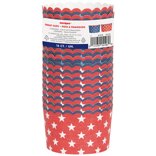 Classic Americana Assorted Scalloped Paper Treat Cups 16ct
