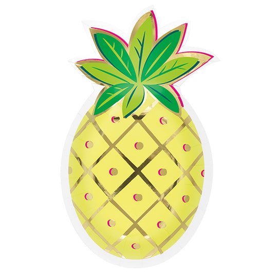 Pineapple Shaped Paper Plates 8ct