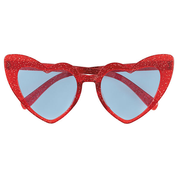 Red and Blue Glitter Heart-Shaped Novelty Glasses
