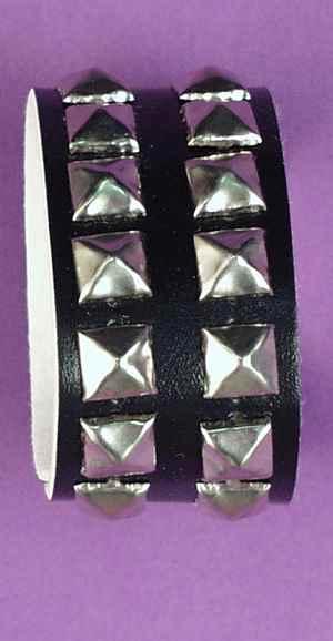 Double Row Studded Wristband Black