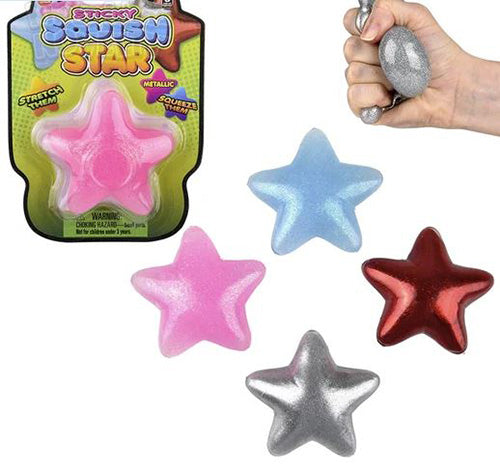 Squish Sticky Glitter 3in Star 1ct
