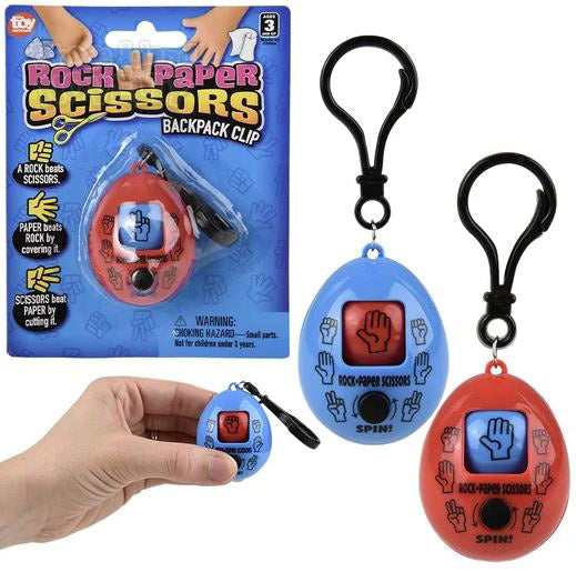 Rock, Paper, Scissors 2in Backpack Clip