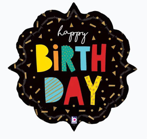 Birthday Ornate Diamond Shape 31in Metallic Balloon