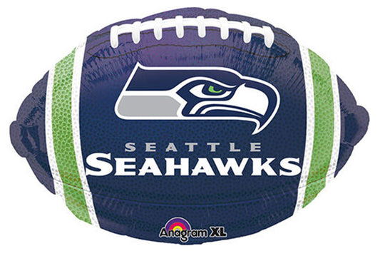 Seattle Seahawks Football Shaped 18in Metallic Balloon