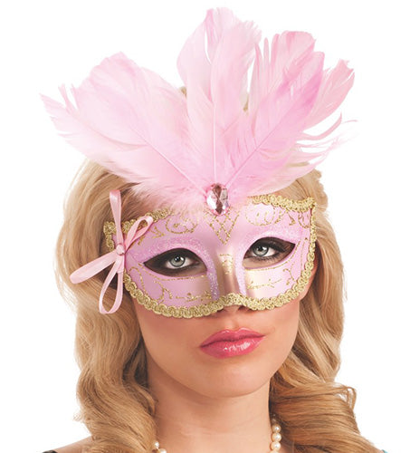 Pink Feather Carnival Eye Mask