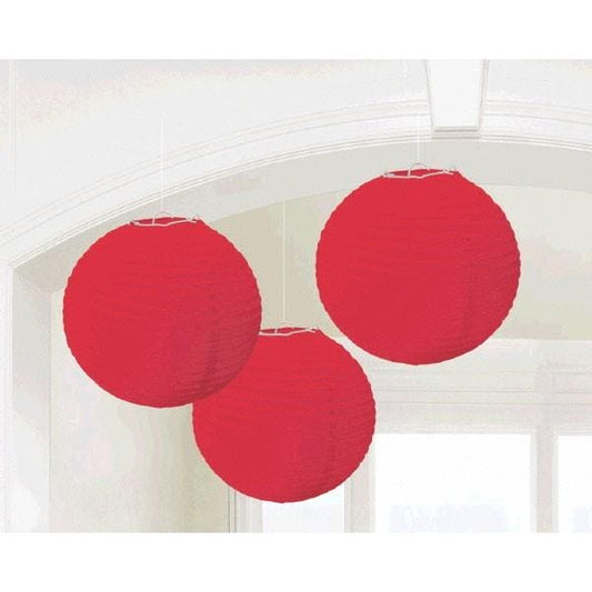 Apple Red Round Paper Lanterns 3 Ct