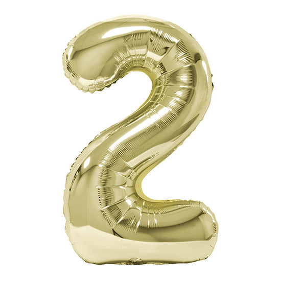 34in Number 2 White Gold Mylar Balloon
