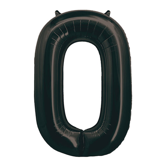 34in Number 0 Black Mylar Balloon