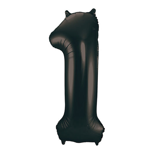 34in Number 1 Black Mylar Balloon