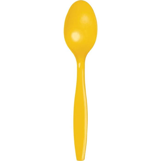 Premium Plastic Spoons - School Bus Yellow