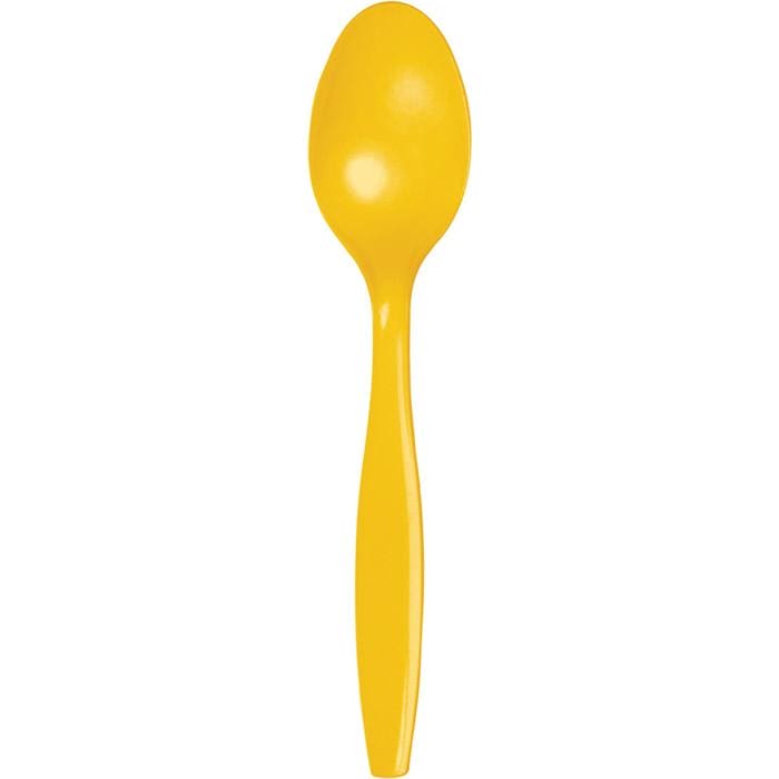 Premium Plastic Spoons - School Bus Yellow