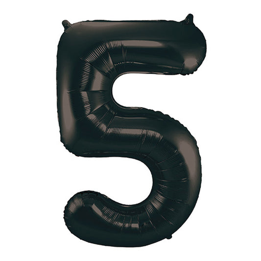 34in Number 5 Black Mylar Balloon