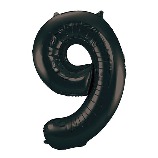34in Number 9 Black Mylar Balloon
