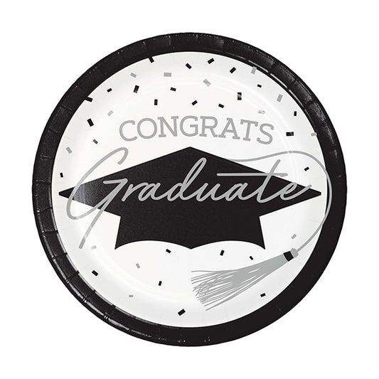 School Spirit White 7in Round Luncheon Paper Plates 18ct