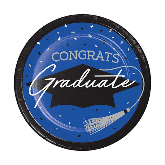 School Spirit Blue 7in Round Luncheon Paper Plates 18ct