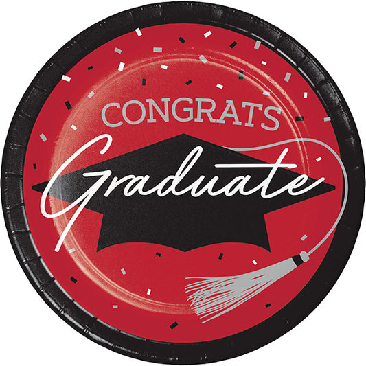 School Spirit Red 9in Round Dinner Paper Plates 18ct