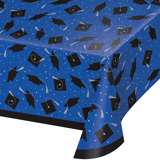 School Spirit Blue 54 x 102in Plastic Table Cover
