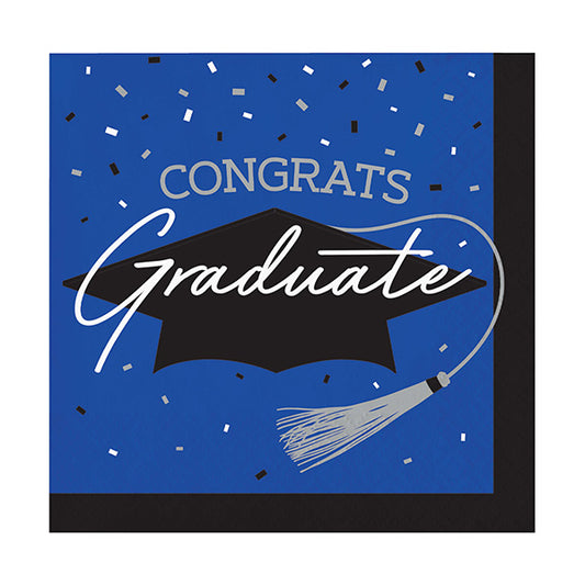 School Spirit Blue Beverage Napkins 36ct