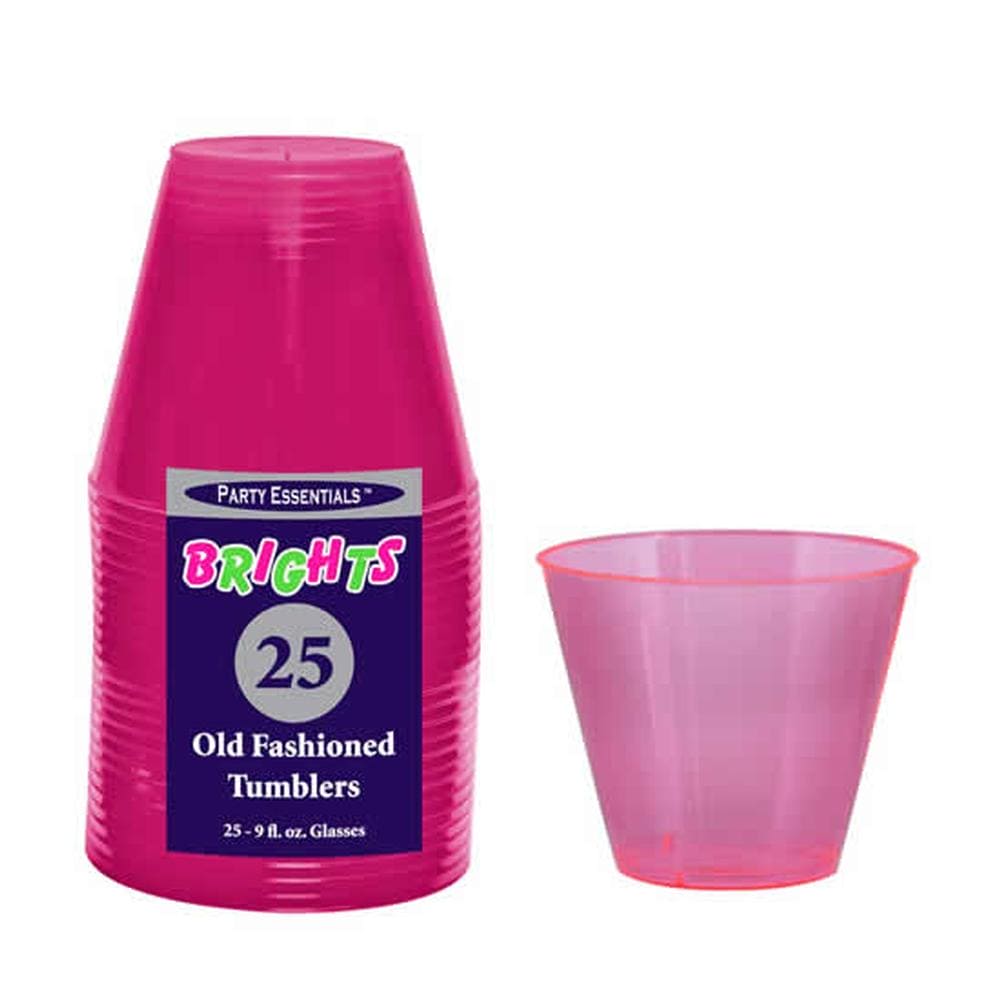 Neon Pink Plastic Tumblers 9oz (25ct)