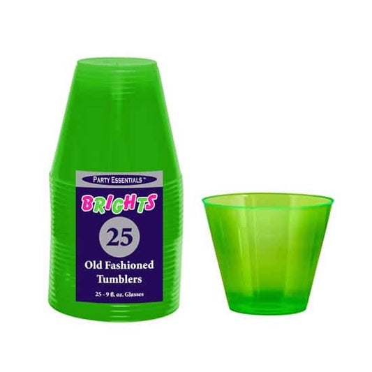 Neon Green 9oz Plastic Tumblers 25 ct