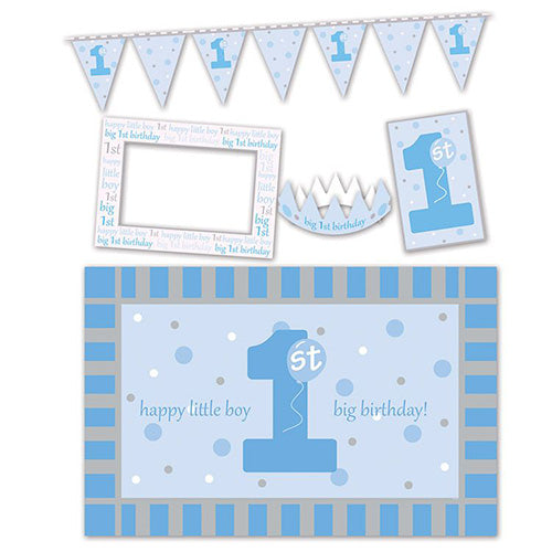 1st  Birthday High Chair Decorating Kit Boy 5ct