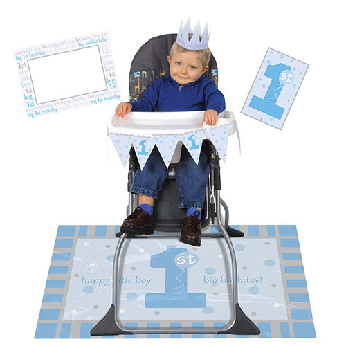 1st  Birthday High Chair Decorating Kit Boy 5ct