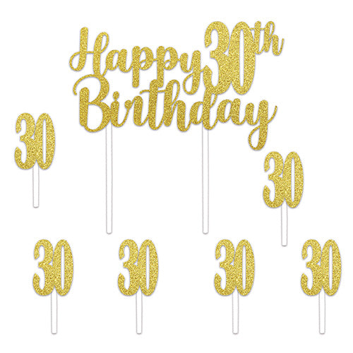 Happy 30th Birthday Cake 6in x 8in Topper