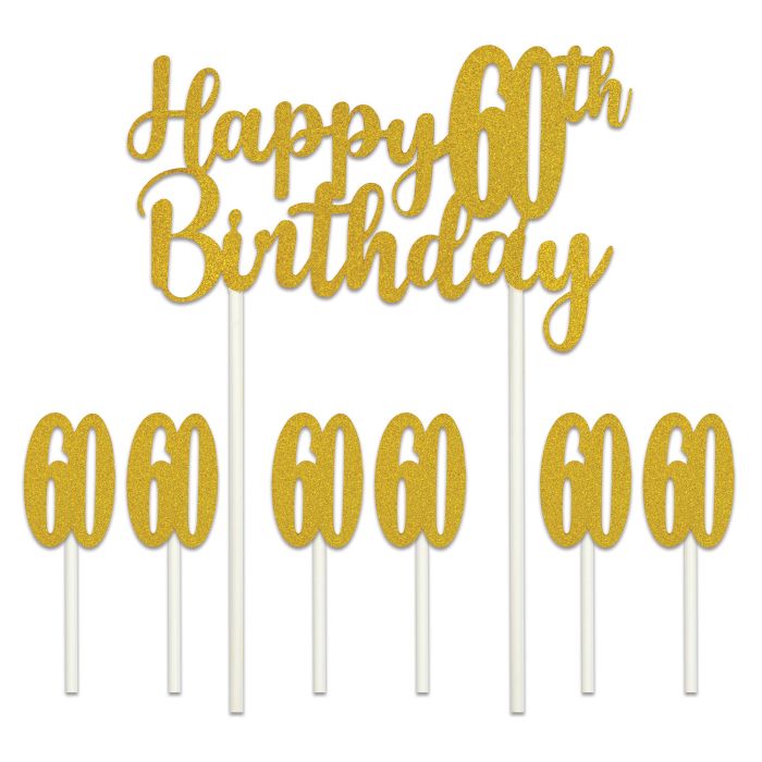 Happy 60th Birthday Cake 6in x 8in Topper