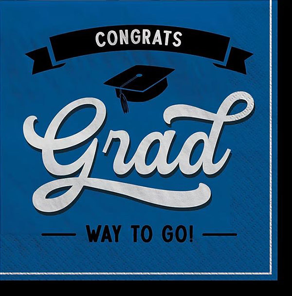 Congrats Grad Blue Luncheon Napkins 16ct