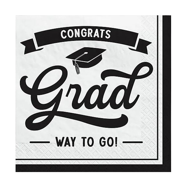 Congrats Grad White Beverage Napkins 16ct