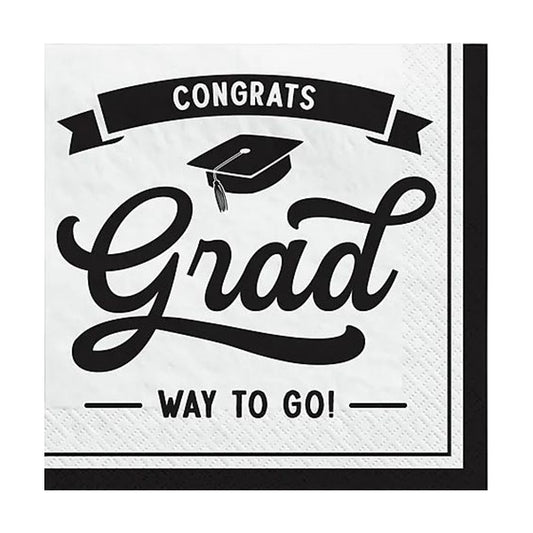 Congrats Grad White Beverage Napkins 16ct
