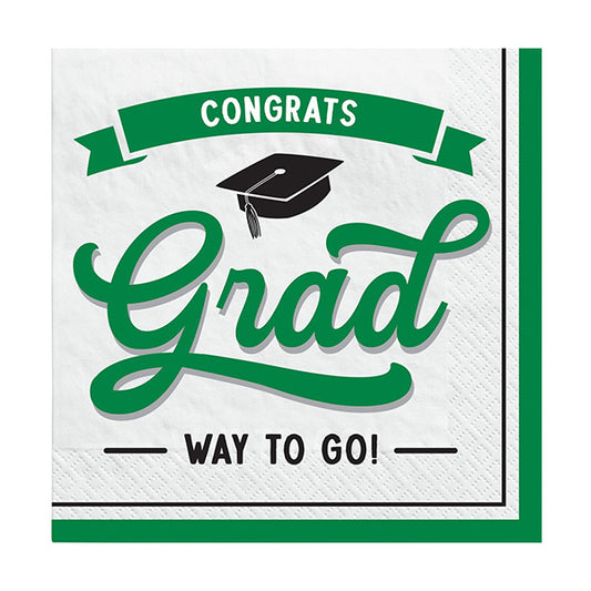 Congrats Grad Green Beverage Napkins 16ct