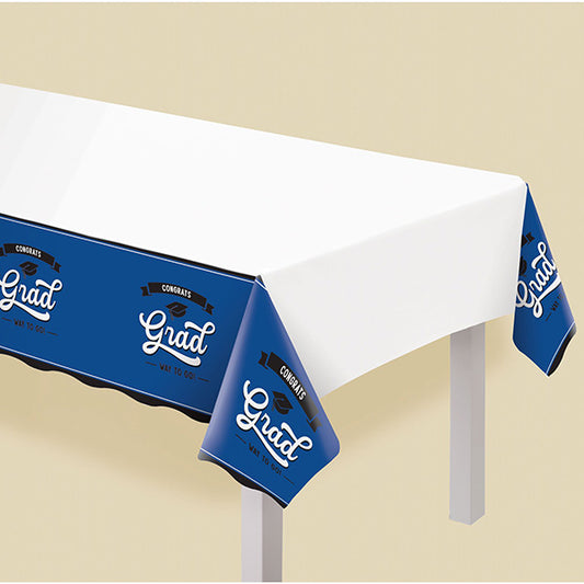Congrats Grad Blue 54 x 102in Plastic Table Cover
