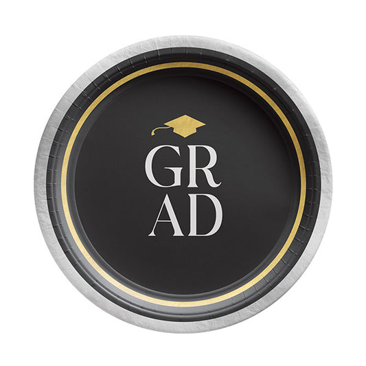 Classic Grad 7in Round Luncheon Paper Plates 8ct