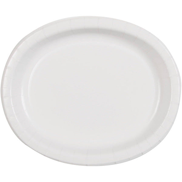 Bright White 10 x 12in Oval Paper Plates  8ct